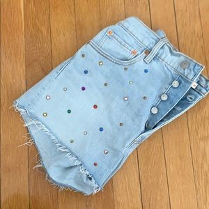 Levi’s RibCage Denim Shorts with gemstones